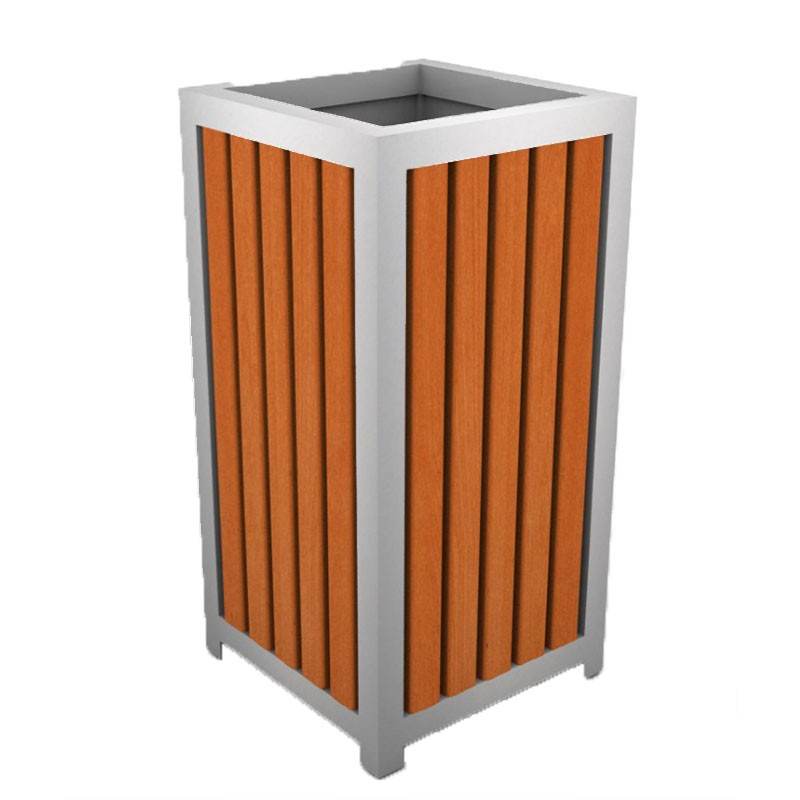 Basurero Metal Madera - playplaza.uy